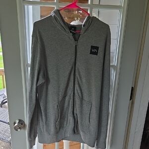 RVCA Gray Zip-Up Sweater with Ribbed Cuffs